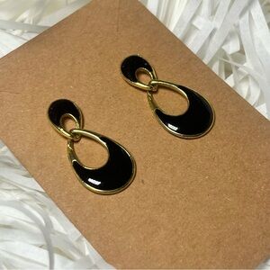 Elegant Black and Gold Drop Earrings